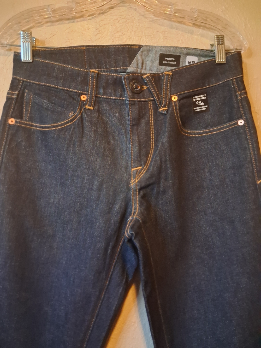 Volcom Men's Slim Straight Indigo Jeans with Contrast Stitching